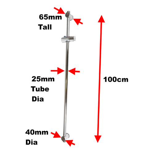 Extra Long Riser Rail 100cm Polished Stainless Steel Image 2