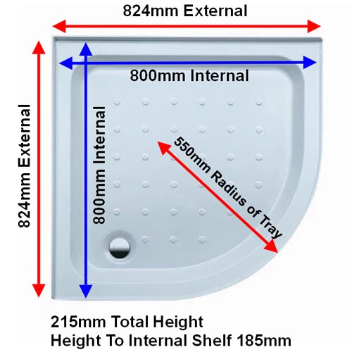 Coram Shower Tray 800mm Quadrant Image 2