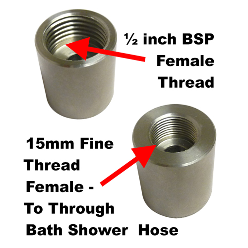 Shower Hose Converter 15mm to 1/2 Inch Female to Female Image 2