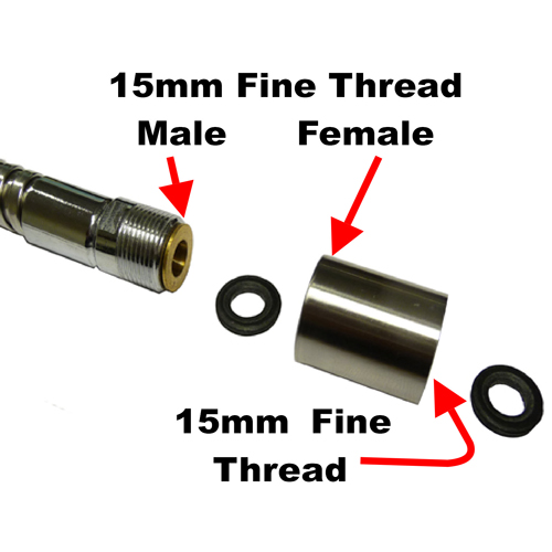 Shower Hose Converter 15mm to 15mm Fine Thread Image 2