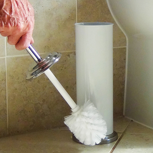 White & Polished Stainless Steel Toilet Brush - Obsoete Image 5