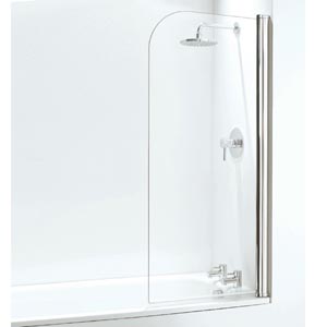 550mm Compact Curved Bath Screen - White Finish