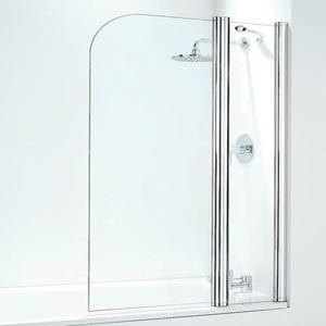Compact Curved Bathscreen With Panel - Chrome Finish