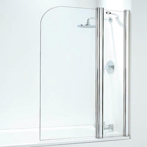 Compact Curved Bathscreen With Panel - Chrome Finish Image 1