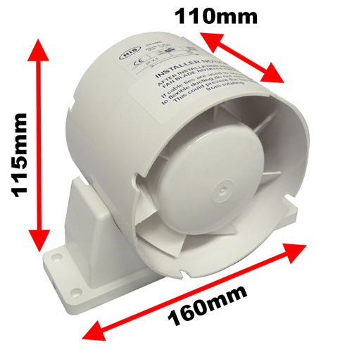 HIB Turbo Bathroom Inline Fan - Cool White LED - Chrome or White Facia Image 4
