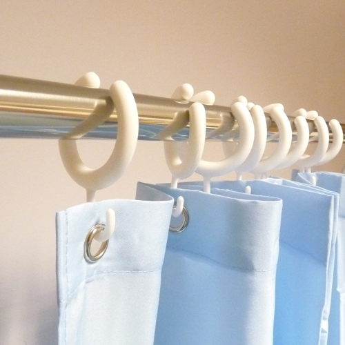 Quick Release Shower Curtain Rings Chrome & White  Image 5