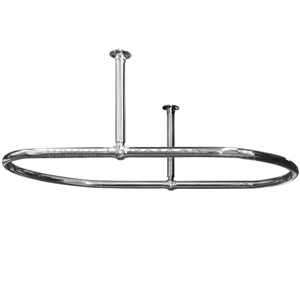 Traditional Chrome Oval to Ceiling Shower Rail