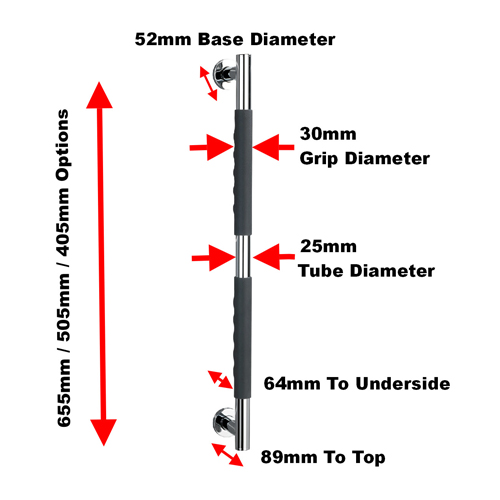 Secura Stainless Steel 25mm Grab Rail Image 2