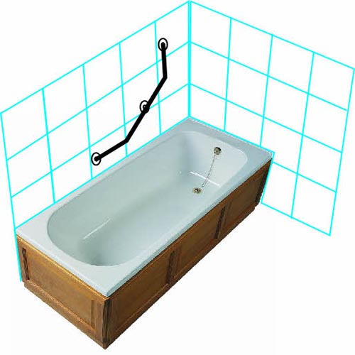 Bath Shower Grab Rail Stainless Steel - 32mm Diameter Image 3