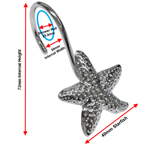 Starfish Hook Rings - Chrome (Pack of 12) Image 2