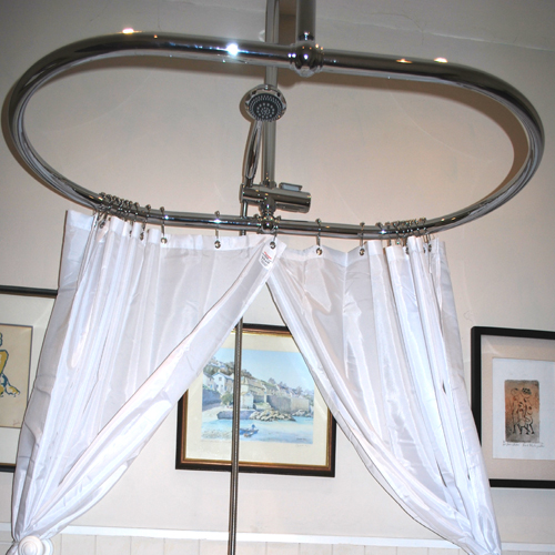 Traditional Chrome Oval to Ceiling Shower Rail Image 8