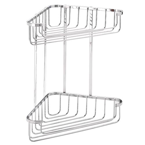 Stainless Steel Two Tier Corner Basket Image 1
