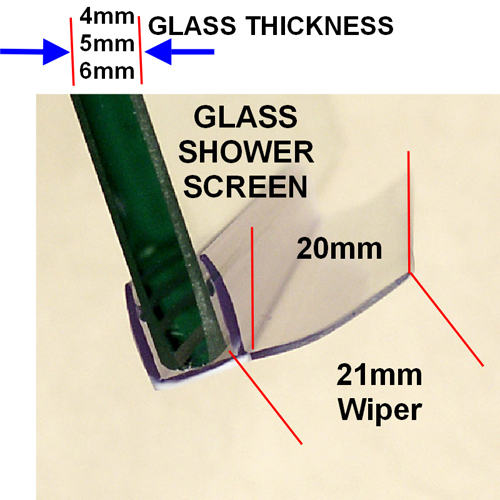 ClipSeal PS-14-6: 90 Degree Vertical Wiper 20mm for Shower Doors (196cm Length) Image 3