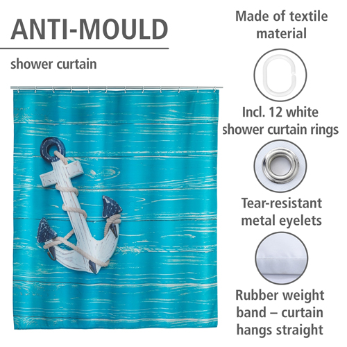 Wenko Aboard Shower Curtain 180cm x 200cm Image 3
