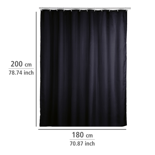 Plain Black Shower Curtain 180cm x 200cm Image 2
