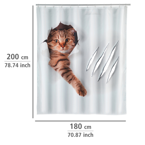Wenko Cute Cat Shower Curtain 180cm x 200cm Image 2