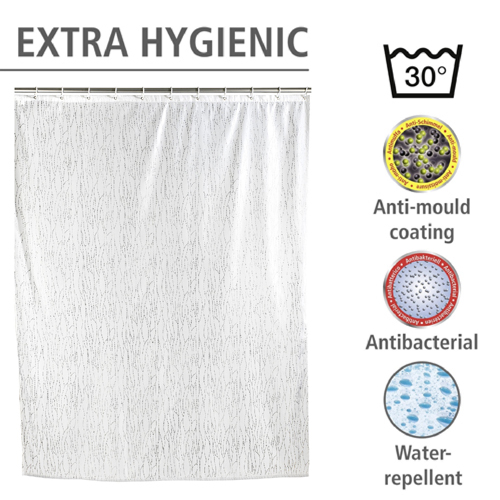 Wenko Deluxe White Shower Curtain 180cm wide x 200cm drop Image 4