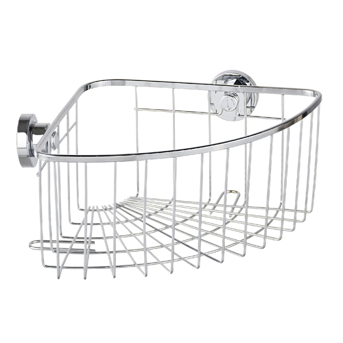 Wenko Power Lock Stainless Steel Corner Basket Bovino Image 1