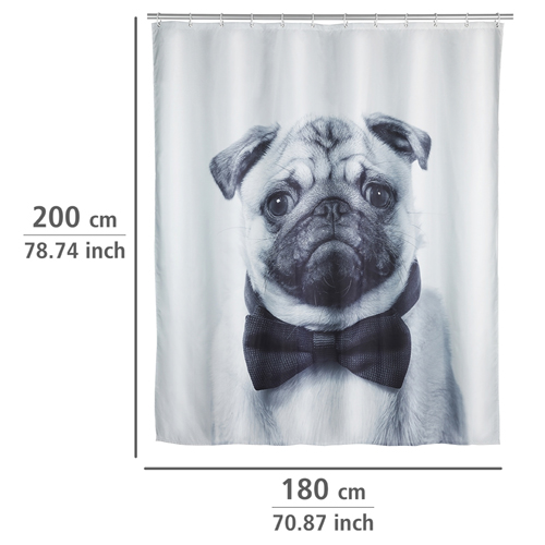Wenko Pug Shower Curtain 180cm x 200cm Image 2