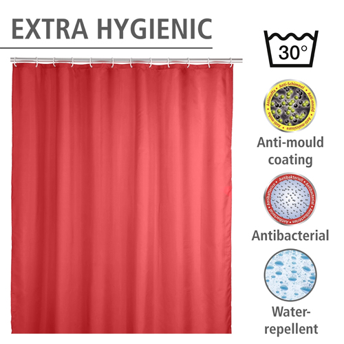 Wenko Uni Red Shower Curtain 180cm x 200cm Image 3