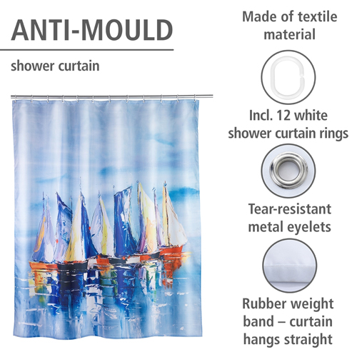 Wenko Sailing Shower Curtain 180cm x 200cm - Obsolete Image 4
