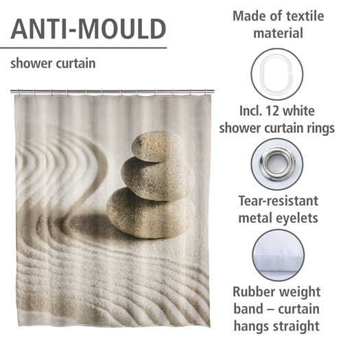 Wenko Sand And Stone Shower Curtain 180cm x 200cm Image 4