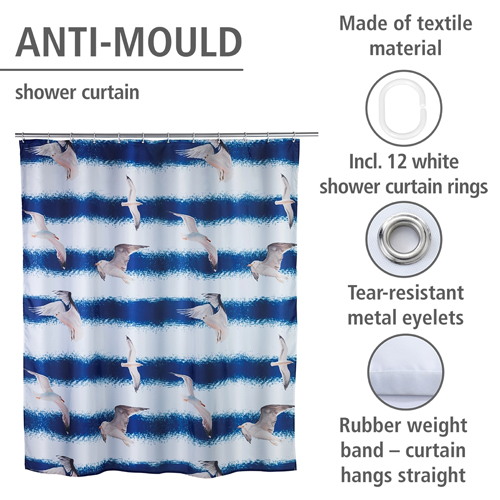 Wenko Seagull Shower Curtain 180cm x 200cm Image 4