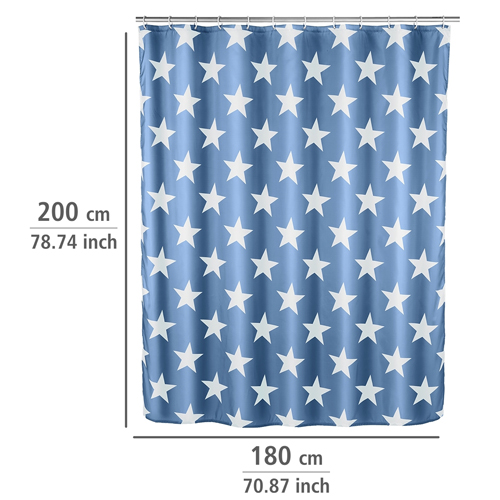 Wenko Stella Blue Shower Curtain 180cm x 200cm - Obsolete Image 2