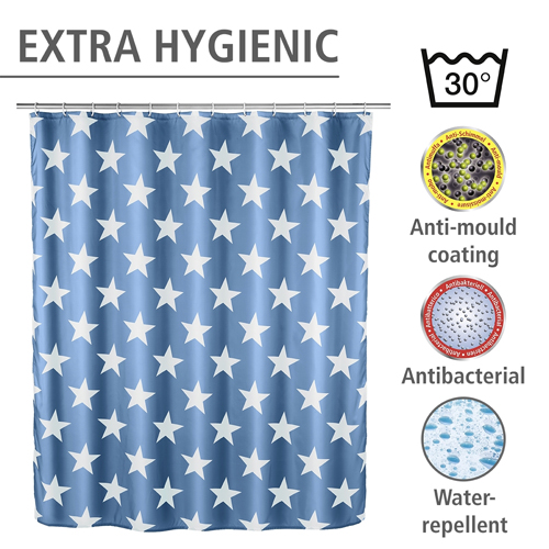 Wenko Stella Blue Shower Curtain 180cm x 200cm - Obsolete Image 3