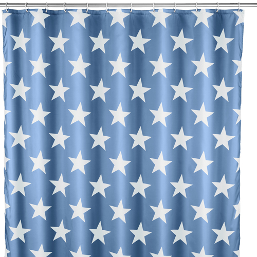 Wenko Stella Blue Shower Curtain 180cm x 200cm - Obsolete Image 1