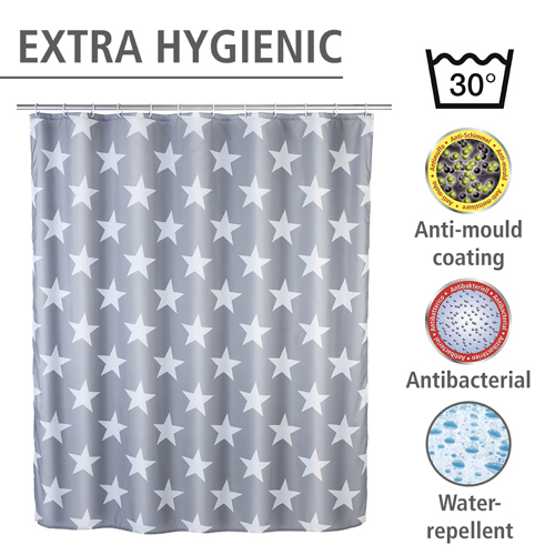 Wenko Stella Grey Shower Curtain 180cm x 200cm - Obsolete Image 3