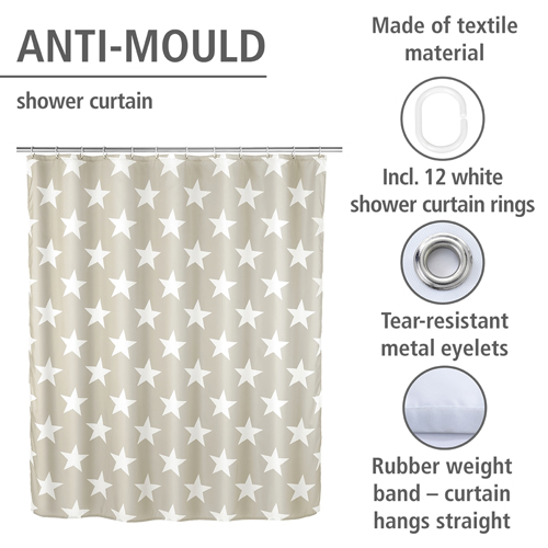 Wenko Stella Taupe Shower Curtain 180cm x 200cm Image 4