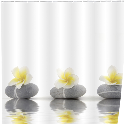 Wenko Stones With Flowers Shower Curtain 180cm x 200cm Image 1