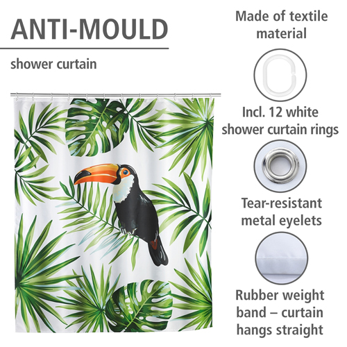Wenko Tucan Shower Curtain 180cm x 200cm Image 4