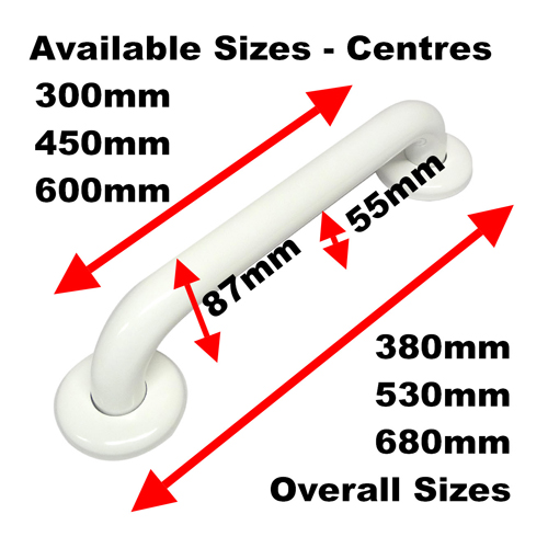 Straight White Stainless Steel 32mm Grab Rail Image 2