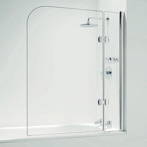 Hinged Curved Bathscreen With Fixed Panel - 1050mm Wide - Obsolete Image 1