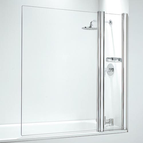 Square Bathscreen with Panel - Chrome Finish Image 1