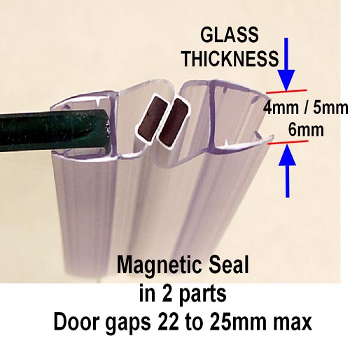 ClipSeal PS-8M-6: Magnetic In-Line Door seal for Shower Doors (196cm Length) Image 3