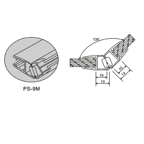 PS-9M-6: Magnetic Angled Door Seal for Shower Doors (196cm Length) Image 2