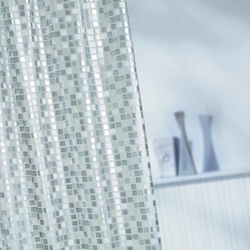 Silver Mosaic Shower Curtain - Obsolete Image 1