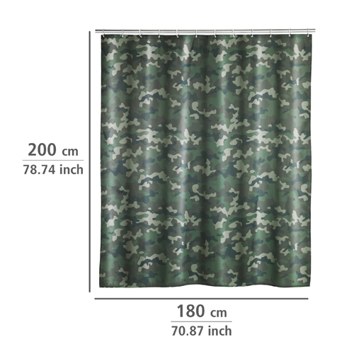Wenko Green Camouflage Shower Curtain 180cm x 200cm Image 2