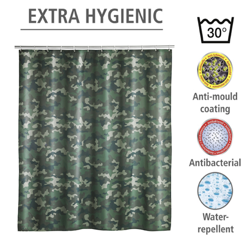 Wenko Green Camouflage Shower Curtain 180cm x 200cm Image 3
