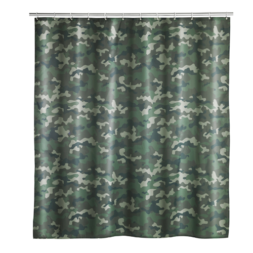 Wenko Green Camouflage Shower Curtain 180cm x 200cm Image 1